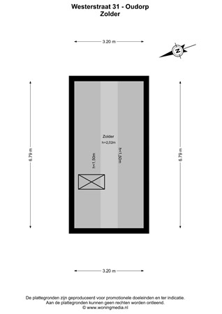 Plattegrond - Westerstraat 31, 1829 BL Oudorp - Westerstraat 31 - Oudorp - Zolder - 2D.jpg